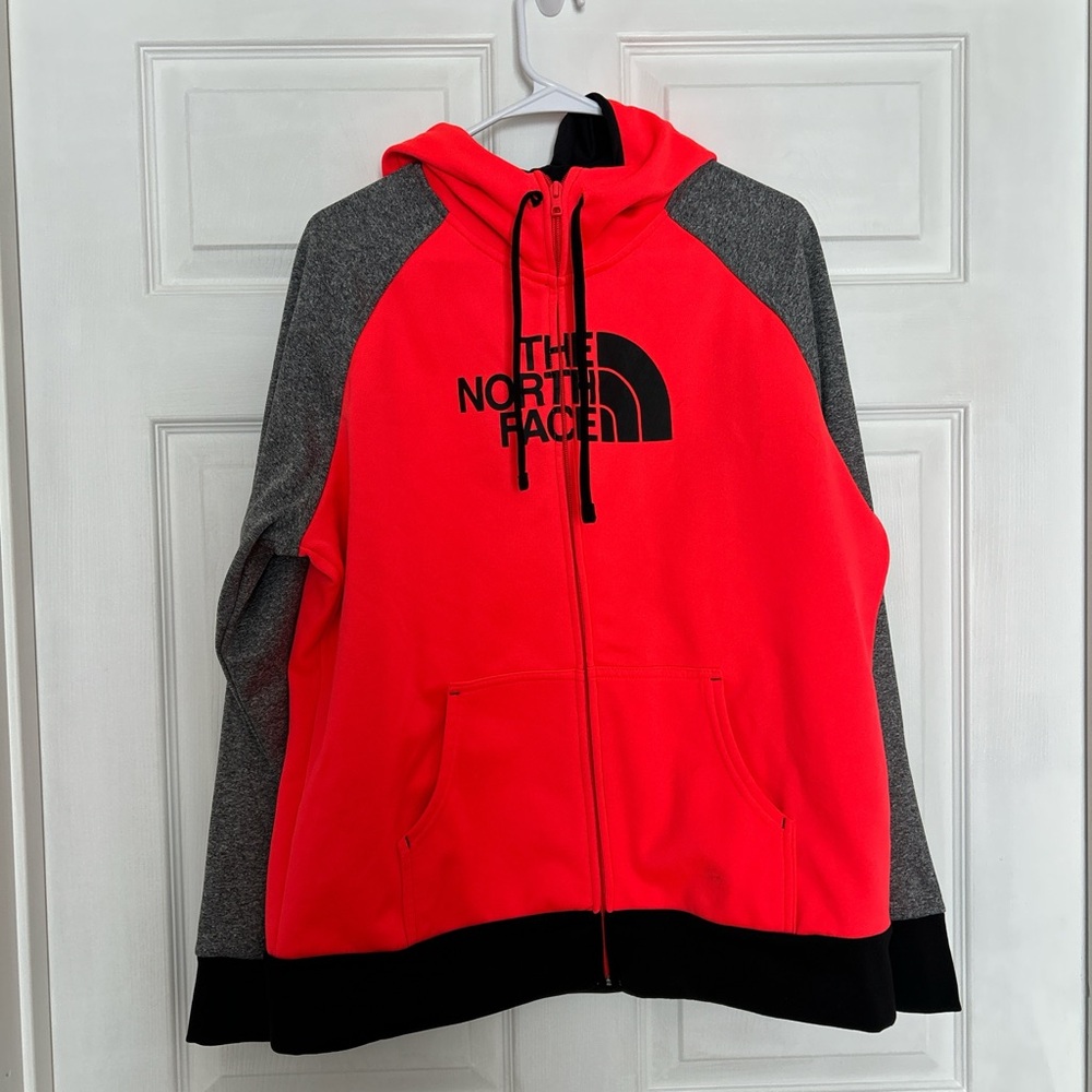 The North Face Kids Bright Red and Charcoal Hoodie